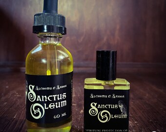 SANCTUS OLEUM~Protection Oil~ Handmade w/Oils, herbs, Black Tourmaline -for ritual, protection, anoint, consecrate. Pagan, witch, witchcraft