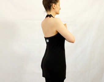 Hand stitched Yoga Halter Top - Organic Bamboo/Cotton Jersey, black or white, made to measure, i can c u, icancu