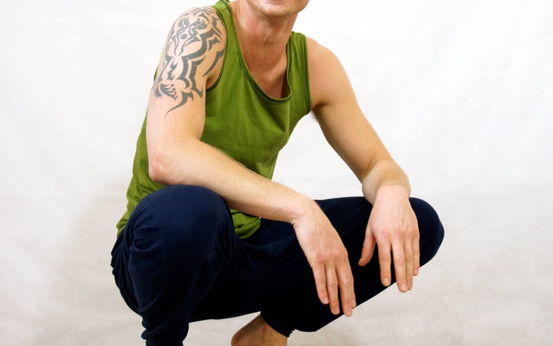 icancu Tank Top colour made to measure Yoga Kundalini Yoga black white i can cu Mens Handmade vest