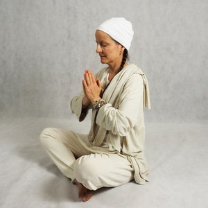 Head cover, tube, turban, kundalini yoga, organic cotton, bamboo, superjersey, white, black, i can c u, handmade, hat image 7