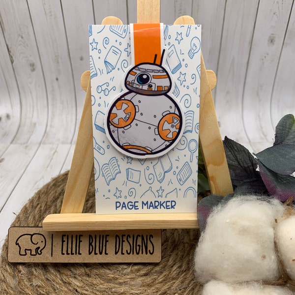 Star Wars BB-8 Bookmark, Style Cult Movie Art,  Geeky Sci-Fi Fan Gift, Magnetic Bookmark, Planner Reading Accessory, Stocking stuffer