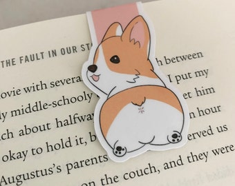 Corgi Bookmark, Corgi Butt, Magnetic Bookmark, Planner Reading Accessory, Stocking Stuffer, Cute Bookmark, Cute gift