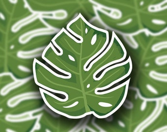 Monstera Leaf Sticker, Plant Lover Sticker, Waterproof Vinyl Sticker, Plant Gift, Laptop Sticker, Water bottle Sticker, Christmas gift