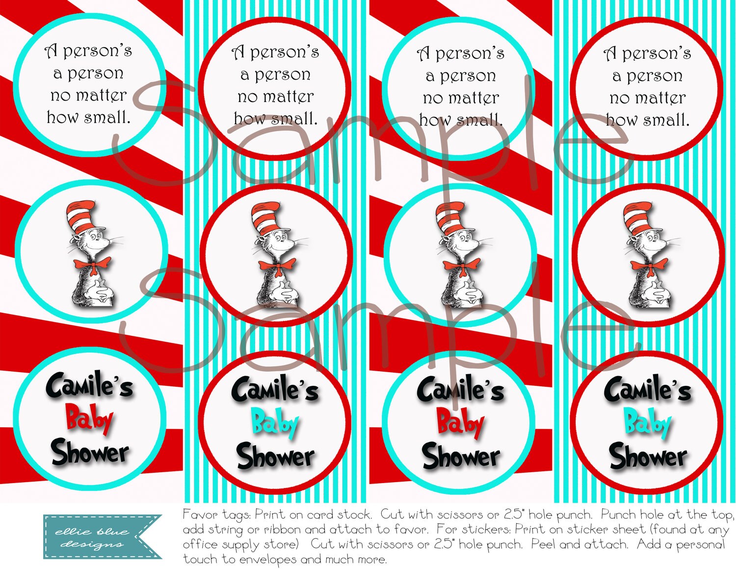 DIY Printable Dr Seuss Cupcake Toppers Etsy