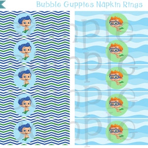 Printable Bubble Guppies Napkin Rings