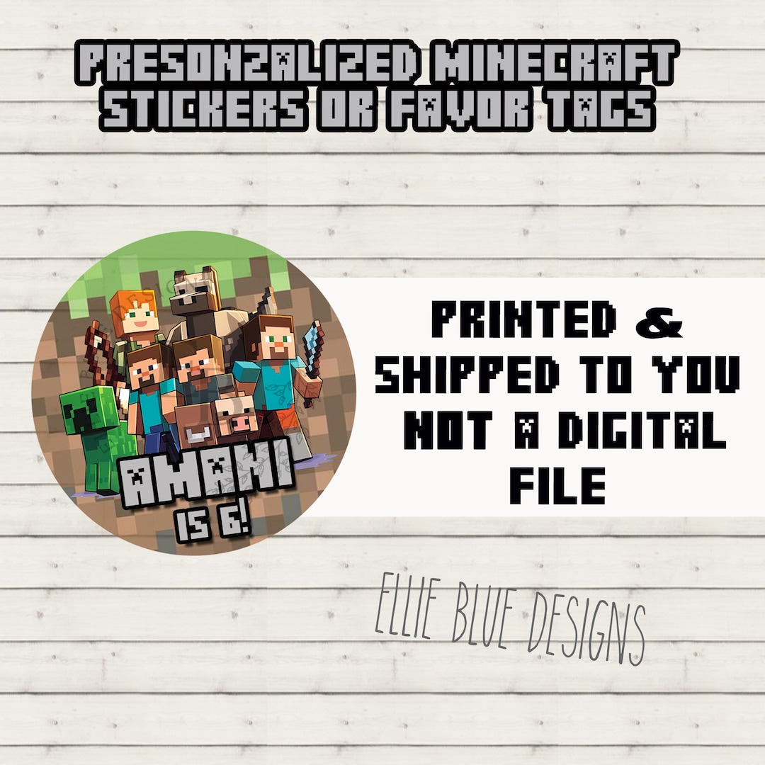Minecraft Birthday Party Stickers, Minecrafter Birthday Favor Tags ...