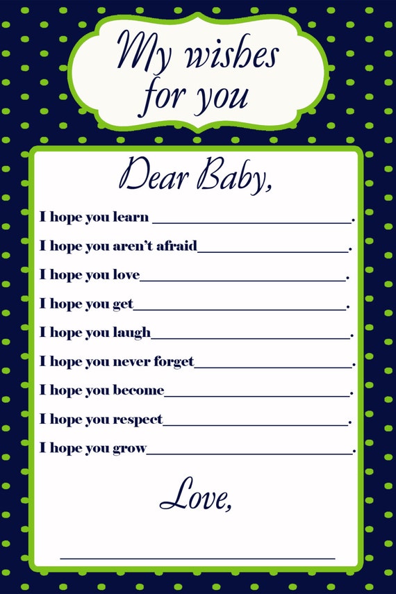 Printable Wishes for Baby Baby Shower | Etsy