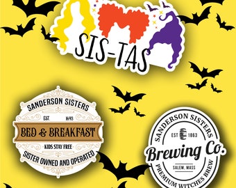 Hocus Pocus Vinyl Stickers, Halloween gift, Sanderson Sisters,Laptop Decals, Waterbottle Decals, Phone Case Decals Stocking stuffer, Ereader