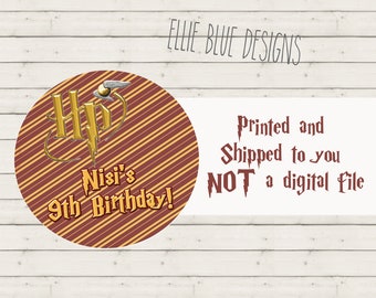 Wizard House Birthday Party Stickers, Wizard Birthday Favor Tags Personalized