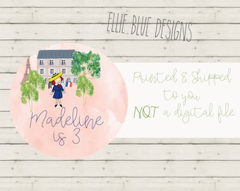 Madeline Birthday Party Stickers , Madeline Birthday Favor Tags Personalized