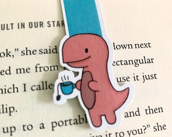 Tea Rex Bookmark, Magnetic Bookmark, Planner Reading Accessory, Stocking stuffer journal, Cute Bookmark, Cute gift