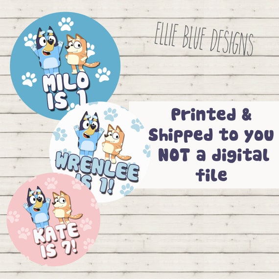 Bluey Birthday Party Stickers, Bluey Birthday Favor Tags