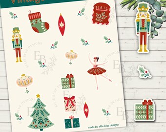 Vintage Nutcracker Christmas Sticker Sheets | Great for Planners, Journaling, Scrapbooking, Bullet Journals, Etc.