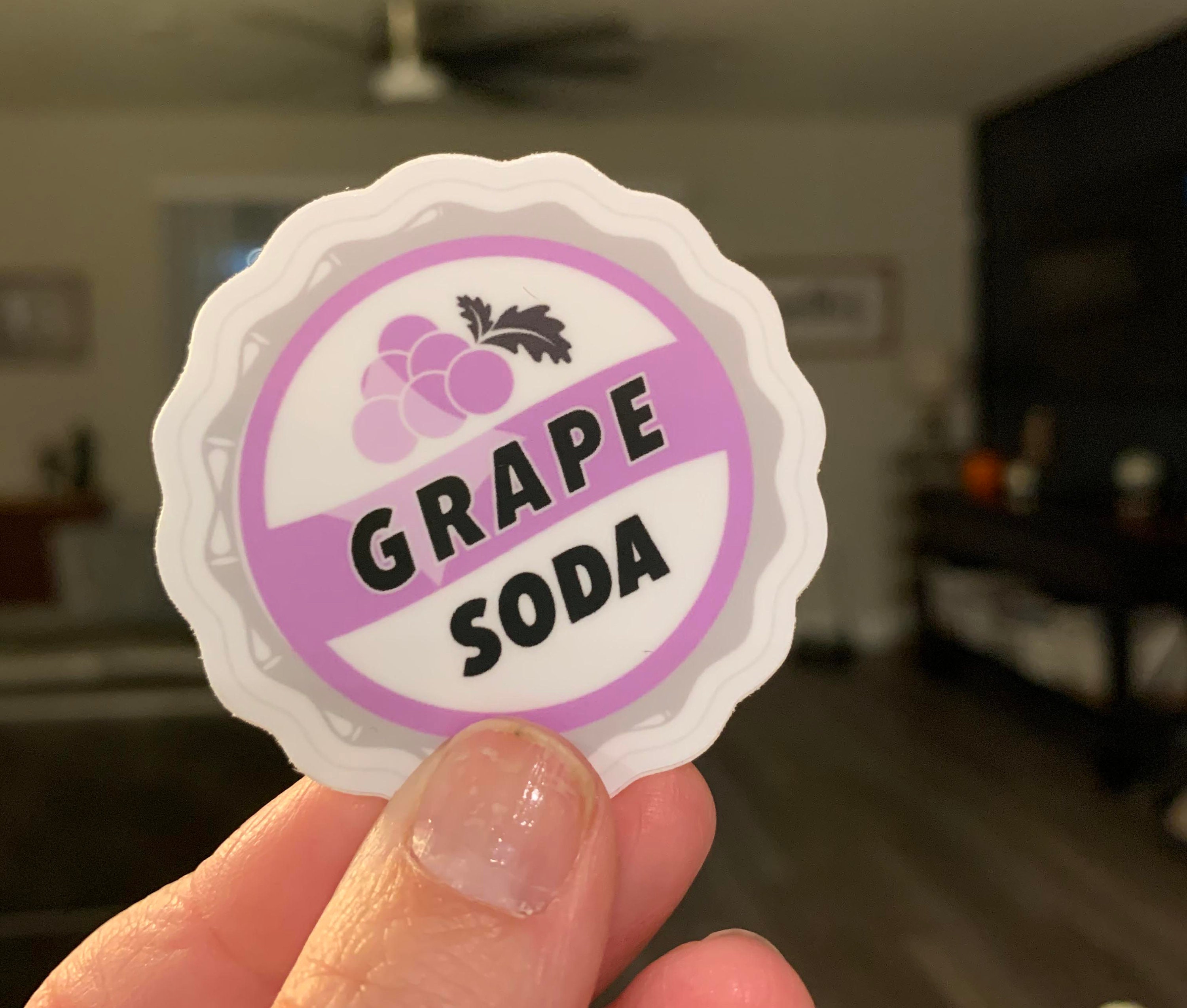 Grape Soda Sticker, Bottle Cap Sticker, Purple Soda Sticker, Waterproof ...