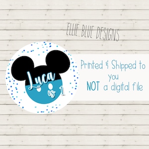 Mickey Mouse Birthday Party Stickers, Mickey Mouse Birthday Favor Tags Personalized