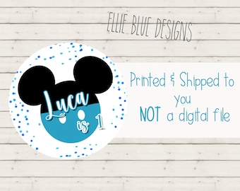 Mickey Mouse Birthday Party Stickers, Mickey Mouse Birthday Favor Tags Personalized