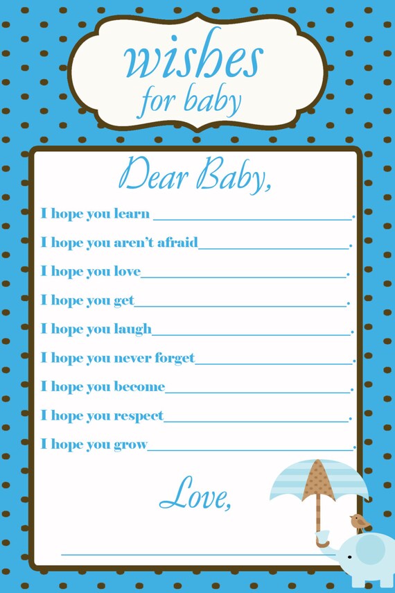 Printable Wishes for Baby Baby Shower | Etsy
