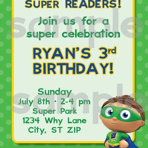 DIY Printable Super Why  Birthday  Invitation