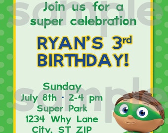 DIY Printable Super Why  Birthday  Invitation