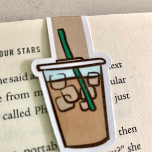 Iced Coffee Bookmark, Magnetic Bookmark, Planner Reading Accessory, Stocking stuffer, Cute Bookmark, Cute gift, Stocking stuffer