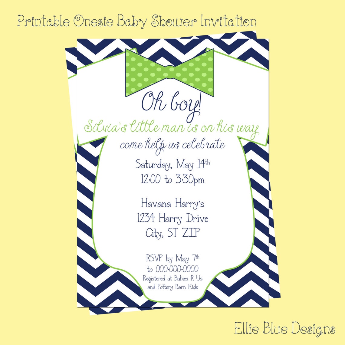 DIY Printable Onesie Baby Shower Invitation - Etsy