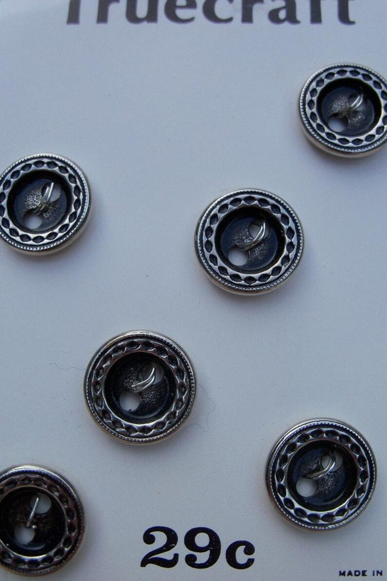 Metal Shirt Buttons Set of Six Embellished Midcentury On Card Etsy