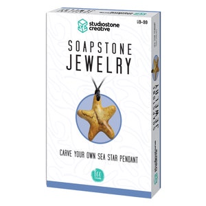 NEW! Sea Star Soapstone Pendant Jewelry Kit Carving & Whittling - DIY Stone Necklace Arts and Craft Kit. For kids and adults 9 to 99+ Years.