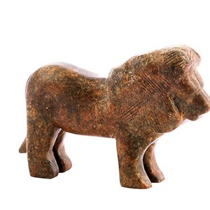 Soapstone lion carved sculpture - brownish red