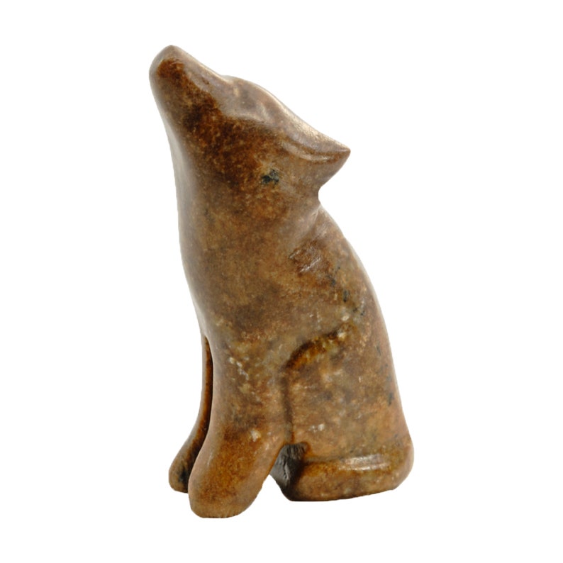 Soapstone carving wolf brown