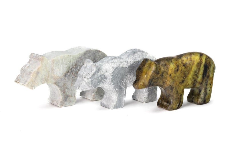 Soapstone bear stone carving process