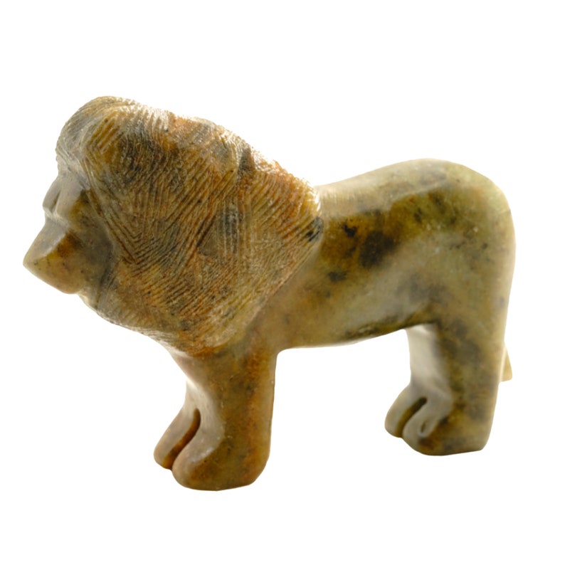 Soapstone lion carved sculpture - brown