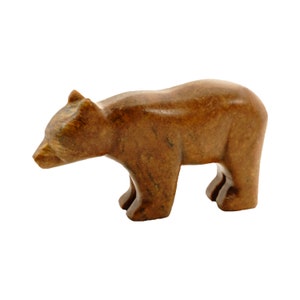 Soapstone bear sculpture - brown