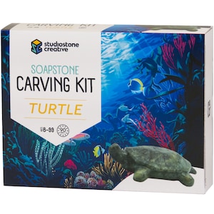 Turtle Soapstone Carving Kit: DIY Arts and Crafts, Kid-Safe