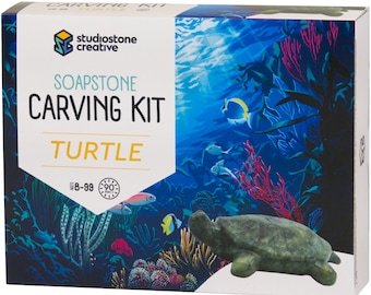 Turtle Soapstone Carving & Whittling—DIY Arts and Craft Kit. All Kid-Safe Tools and Materials Included. For kids and adults 8 to 99+ Years.