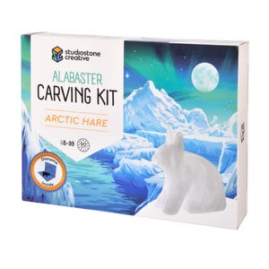 Kit per intagliare la lepre artica in alabastro: attività artistiche e creative fai-da-te sicure per i bambini.