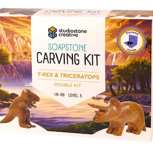 T-Rex & Triceratops Soapstone Carving Kit by Studiostone Creative