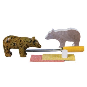 Soapstone bear sculpture carving craft kit materials