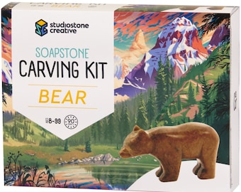 Bear Soapstone Carving and Whittling—DIY Arts and Craft Kit. All Kid-Safe Tools and Materials Included. For kids and adults 8 to 99+ Years.