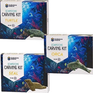 Soapstone Carving Kit: Turtle, Orca & Seal - Ocean Series