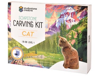 Kit de Escultura em Pedra-Sabão para Gatos: Artes e Ofícios DIY para Crianças e Adultos