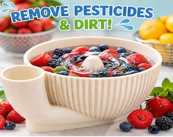 Lavadora de frutas Vortex de tamaño familiar - Lavadora de frutas y verduras grande impresa en 3D para la preparación de comidas - Lavadora por lotes sin químicos - Fabricada en Utah