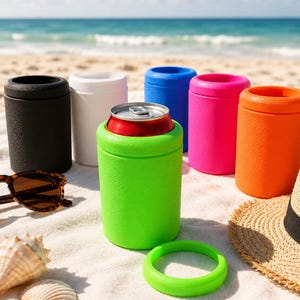 Enfriador de latas impreso en 3D con tapa de anillo extraíble / Soporte para latas delgadas y regulares / Enfriador de bebidas de color personalizado / Aislante para latas de refresco y cerveza / Regalo / Enfriador imagen 4