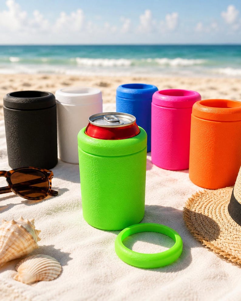 Enfriador de latas impreso en 3D con tapa de anillo extraíble / Soporte para latas delgadas y regulares / Enfriador de bebidas de color personalizado / Aislante para latas de refresco y cerveza / Regalo / Enfriador imagen 4