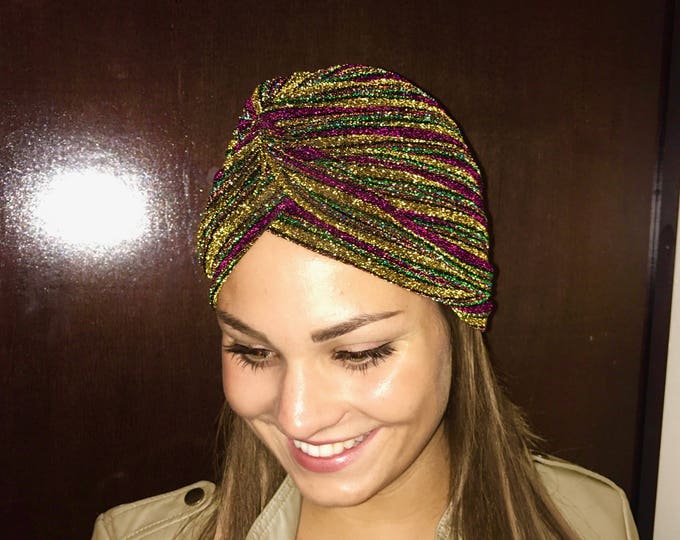 Beautiful Sparkly Turban Sparkly Turban Summer Turban Fancy Etsy