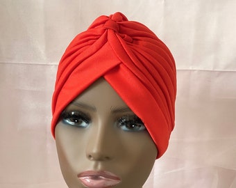 Red Turban Hijab Hat - Glamorous Gatsby Style