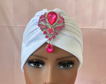 Fashion White Turban,Stylish Turban, Night Out Hat, Front Twist Hat, Front Twist Turban, Cancer Hat, Chemo Hat, Chemo Gift,Fashion Show Hat