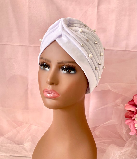 Pearl & Silver Beaded Turban: Fashion Headwrap - Etsy