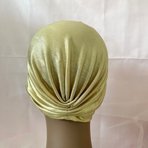Gold Turban, Full Headband Turban, African Headwrap, Bollywood Hat, Turkish Turban, Modern Hijab, Classy Turban image 3