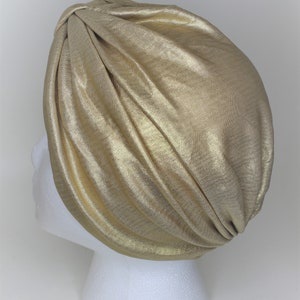 Gold Turban, Full Headband Turban, African Headwrap, Bollywood Hat, Turkish Turban, Modern Hijab, Classy Turban image 6