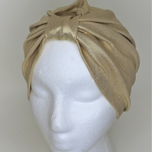 Gold Turban, Full Headband Turban, African Headwrap, Bollywood Hat, Turkish Turban, Modern Hijab, Classy Turban image 5